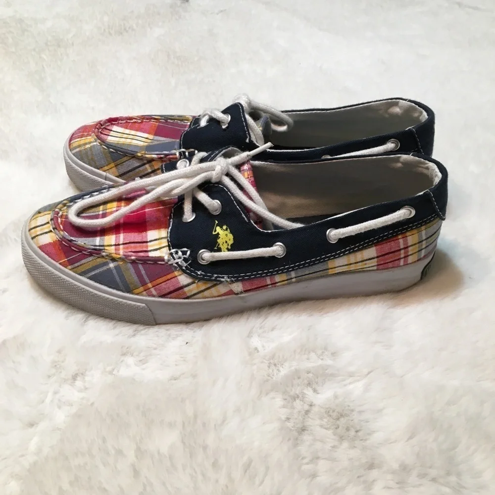 U.S Polo Assn PLAID Boat Shoes Deck Loafers Sneakers Size 8.5